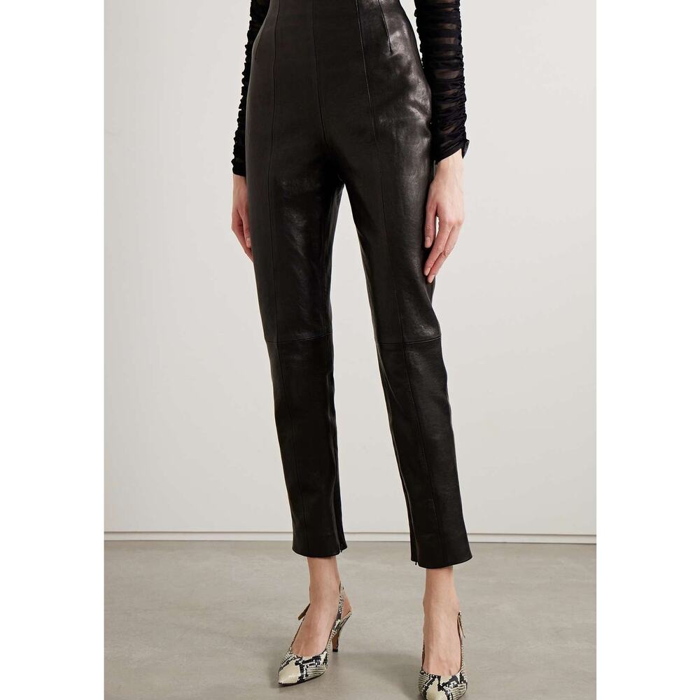 NWT Khaite The Lenn High Rise Leather Pants Size 8